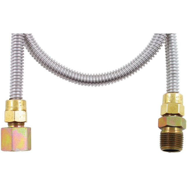 Dormont Supr-Safe Gas Appliance Connector (0145809) 20-3132-48B - 1/2 In. OD (3/8 In. ID) 1/2 In. MIP X 1/2 In. FIP X 48 In. Length Uncoated