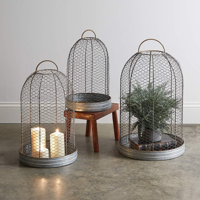 CTW Home Collection 790120 Wire Mesh Cloche with Base, Set of 3, 24-inch Height