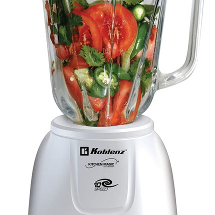 Koblenz LKM-5910 VB 1.5-Liter Kitchen Magic Collection 10 Speed and 2 Pulses Glass Jar Blender, One Size, White