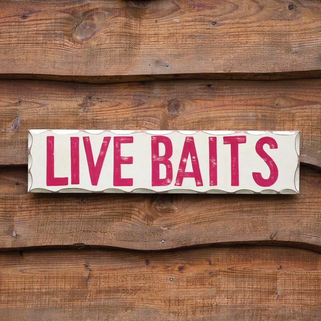 CTW Home Collection Live Baits Sign, 6-inch Height, Mango Wood, Home, Home Décor