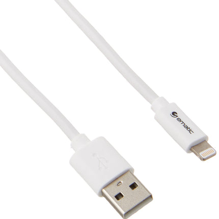 Ematic Lightning Charge/Sync Cable for Apple iPhone, iPad and iPod, White, 10 Feet