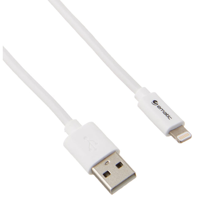 Ematic Lightning Charge/Sync Cable for Apple iPhone, iPad and iPod, White, 10 Feet