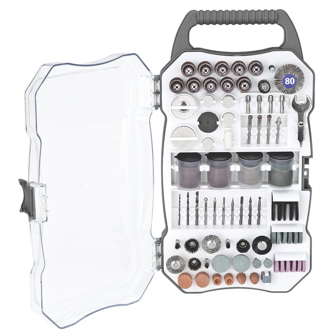 Genesis GART208 208-Piece Universal Rotary Tool Accessory Set with Durable Carrying Case, gray