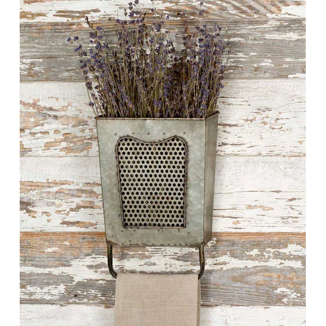 Colonial Tin Works Galvanized Steel Vintage Dalton Wall Box with Towel Bar, Galvanised, 7½  x 3  x 10