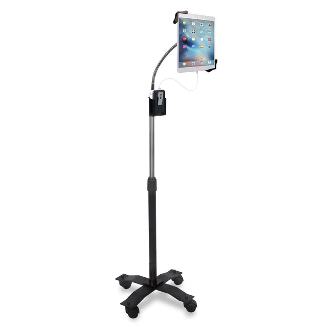 Gooseneck Floor Stand - CTA’s Compact, Adjustable Gooseneck with Swivel Casters for iPad 7th/ 8th/ 9th Gen 10.2”, iPad Air 4, 12.9”, Surface Pro, Zebra & Other 7-13” Tablets (PAD-CGS)
