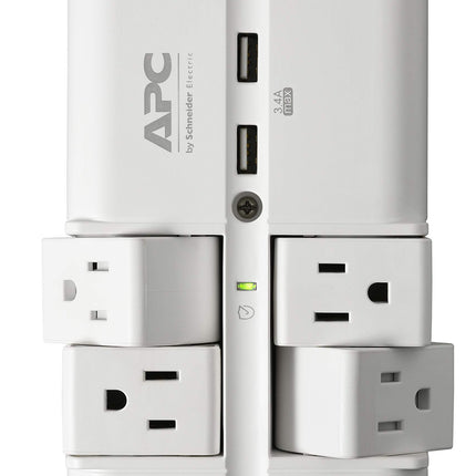 APC Wall Outlet Surge Protector with USB Ports, PE4WRU3, (4) Rotating Multi Plug Outlet, 1080 Joule Surge Protection