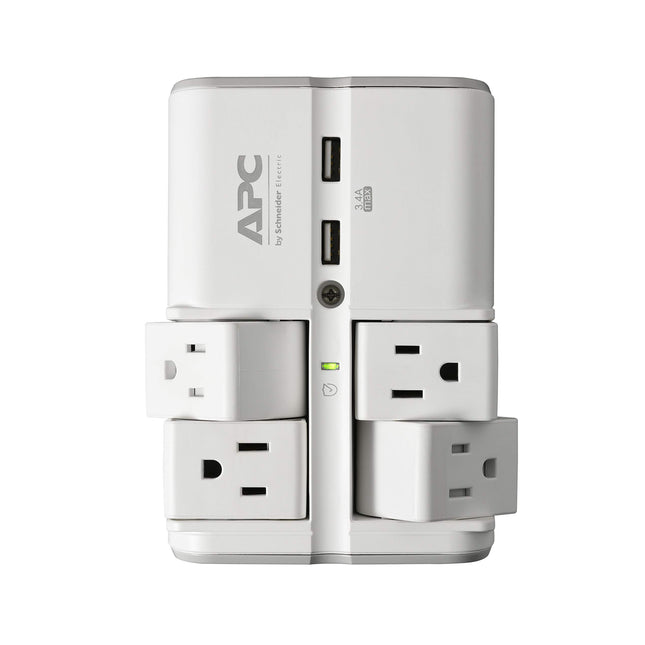 APC Wall Outlet Surge Protector with USB Ports, PE4WRU3, (4) Rotating Multi Plug Outlet, 1080 Joule Surge Protection