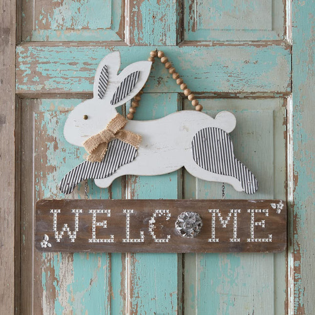 CTW Home Collection Welcome Easter Wall Hanging Sign, 20-inch Width, Wood, Home Decor, Wall Accent