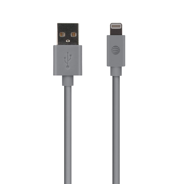 AT&T PVC Charge and Sync Lightning Cable for iPhone, 4 feet,Gray