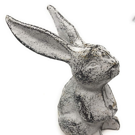 CTW Cute Long Eared Bunny Rabbit Figurine Home Décor, 5  Tall x 4.25  Deep x 3.75 , White, Black