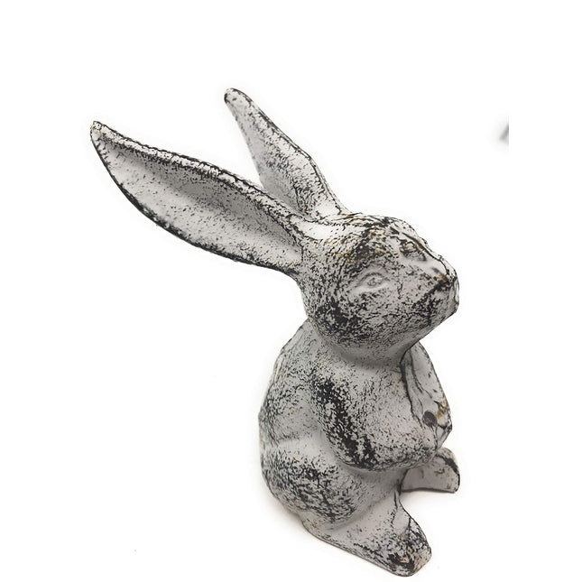 CTW Cute Long Eared Bunny Rabbit Figurine Home Décor, 5  Tall x 4.25  Deep x 3.75 , White, Black