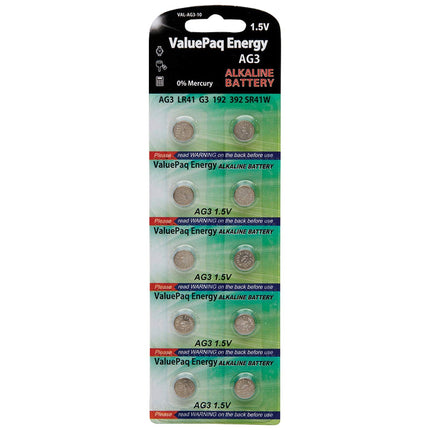 10 PACK ALKALINE REPLACEMENT FOR AG3, SG3, 384, 392, LR41W, SR41SW,