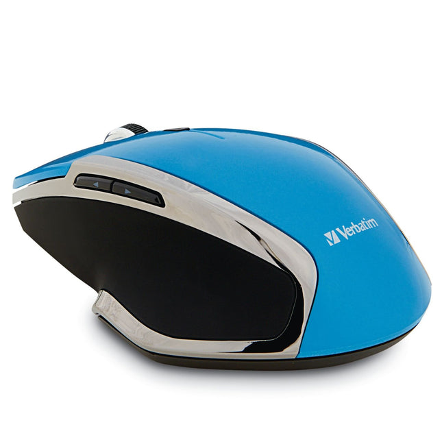 Verbatim 2.4G Wireless 6-Button LED Ergonomic Deluxe Mouse - Computer Mouse with Nano Receiver for Mac and PC - Blue