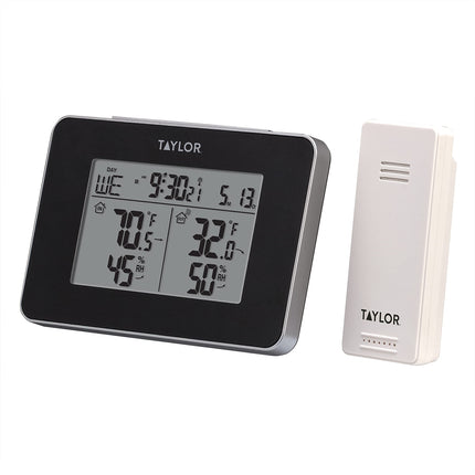 Taylor Wireless Digital Indoor Outdoor Weather Station, Black