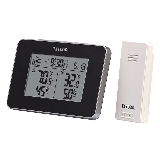 Taylor Wireless Digital Indoor Outdoor Weather Station, Black