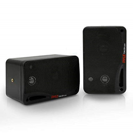 Pyle Outdoor Waterproof Wireless Bluetooth Speaker - 3.5 Inch Pair 3-Way Active Passive Weatherproof Wall, Ceiling Mount Dual Speakers System w/Heavy Duty Grill, Patio, Indoor Use PDWR42BBT (Black)