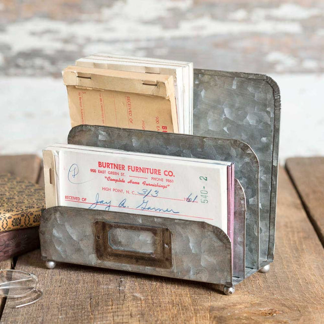 Rustic Metal Nameplate Desktop Letter Organizer