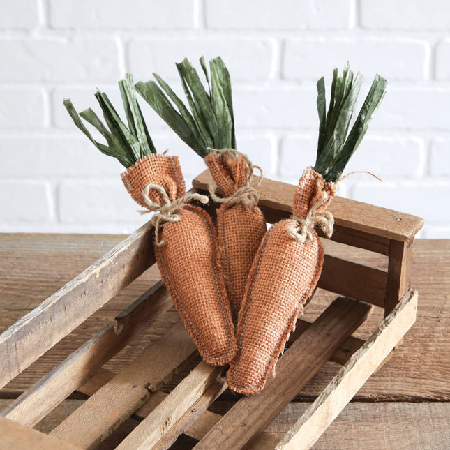 CTW Home Collection Burlap Carrots Artificial Vegetables, Set of 3, Easter Bunny Seasonal Decoration