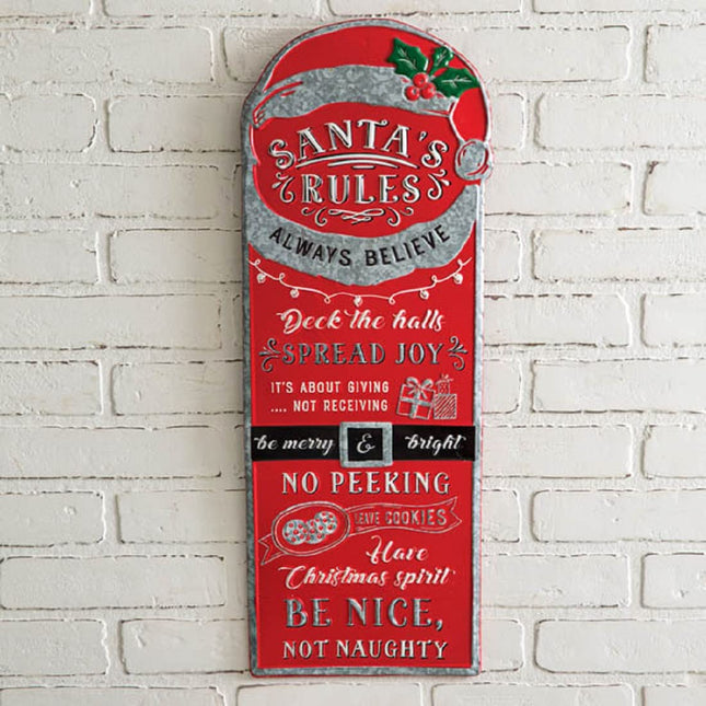 Colonial Tin Works Santa Rules Wall Sign