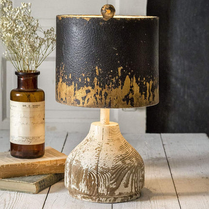 CTW Home Collection Wood Base Tabletop Lamp with Metal Shade