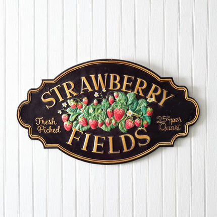 Colonial Tin Works 440198 Strawberry Fields Metal Sign, 19-inch Width