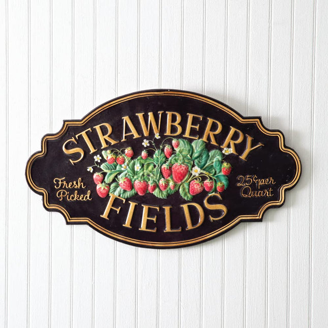 Colonial Tin Works 440198 Strawberry Fields Metal Sign, 19-inch Width