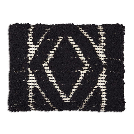 CTW Home Collection Obsidian Hand Woven Lumbar Decorative Throw Pillow, 18-inch Length, Cotton and Polyfil Insert, Couch or Bed Decoration