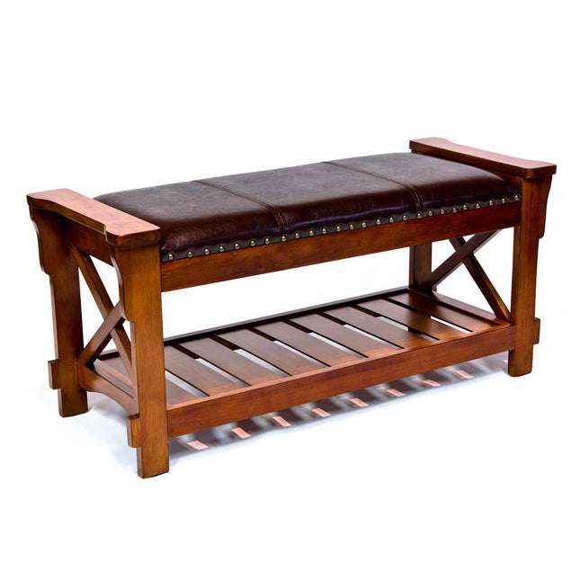 All Things Cedar Classic Accents HR360 Padded Entryway Bench, Cherry