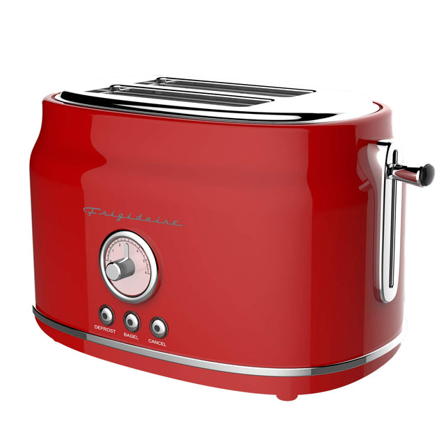 Frigidaire ETO102-RED Retro Wide 2-Slice Toaster Perfect for Bread, English Muffins, Bagels, 5 Browning Levels, 900w, RED