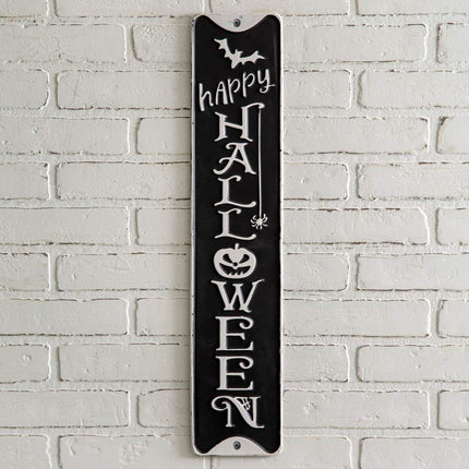 CTW 770359 Happy Halloween Wall Hanging Sign, 25-inch Height, Black and White, Metal