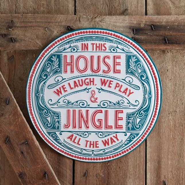 CTW Home Collection Metal Christmas Jingle All The Way Wall Sign, 15.5-inch Diameter, Holiday Season Decoration