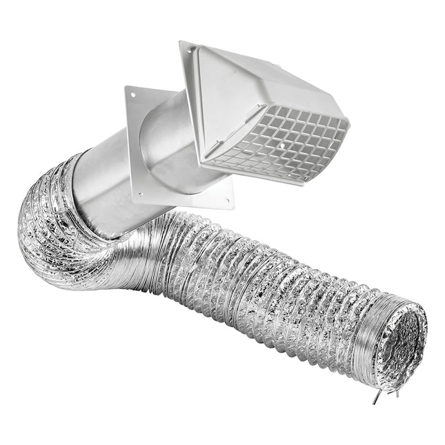 Lambro 1375w Ul 2158a Transition Duct Preferred Hood Vent Kit, White, 4  X 8'