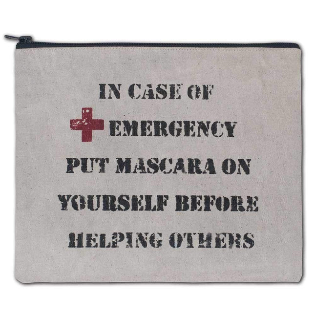 In Case Of Emergency  Canvas Toiletry Cosmetic Bag