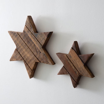 CTW Home Collection Salwood Christmas Stars Wall Sculpture, Set of 2, Holiday Season Decoration