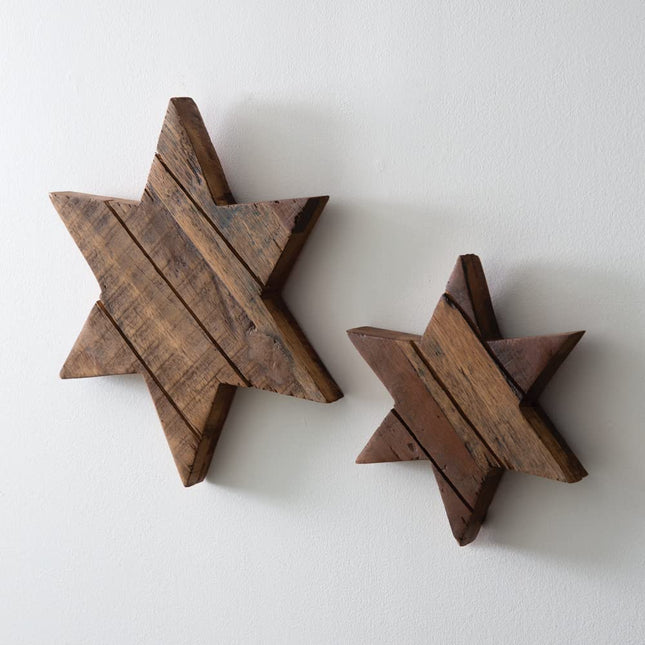 CTW Home Collection Salwood Christmas Stars Wall Sculpture, Set of 2, Holiday Season Decoration