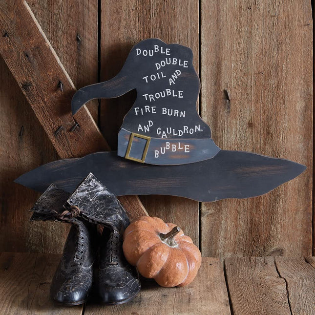 CTW Home Collection Toil and Trouble Witch Hat Hanging Decorative Sign, 24-inch Width, Holiday Season Decoration