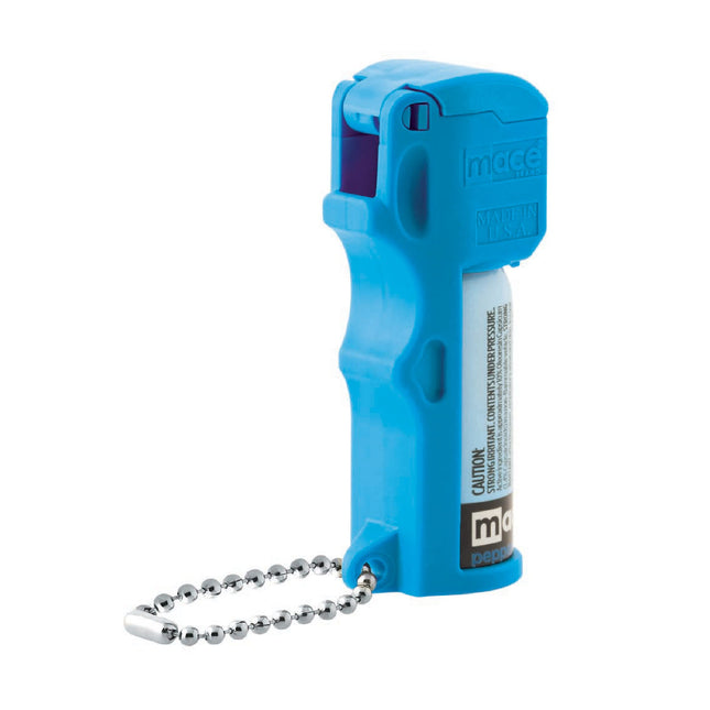 mace Brand Triple Action Pocket Pepper Spray (Neon Blue) - 10’ Pepper Spray with 3-in-1 Formula, Flip Top Safety Cap, Leaves UV Dye on Skin - Self Defense Pepper Spray for Women, Made in The USA