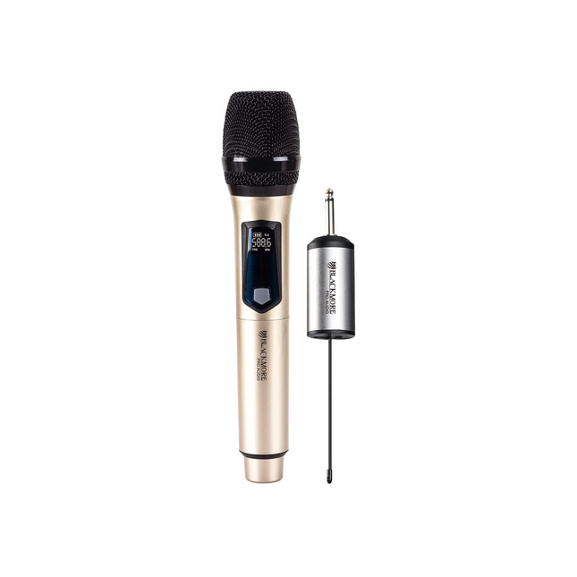 Blackmore UHF Wireless Handheld Dynamic Microphone System with Rechargeable Receiver, 200ft Range, 1/4'' Plug, for PA System, Karaoke, Concert
