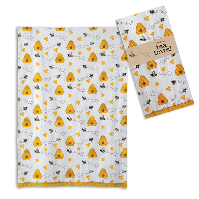 Honey Bees Cotton Kitchen Tea Towel, 20  x 28