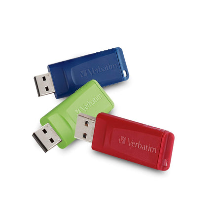 Verbatim 4GB Store 'n' Go USB Flash Drive - PC / Mac Compatible - 3pk - Red, Green, Blue