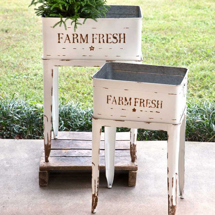CTW Home Collection 530103 Farm Fresh Garden Stands, Set of 2, White, Metal
