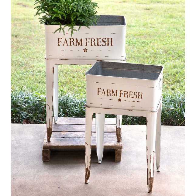 CTW Home Collection 530103 Farm Fresh Garden Stands, Set of 2, White, Metal