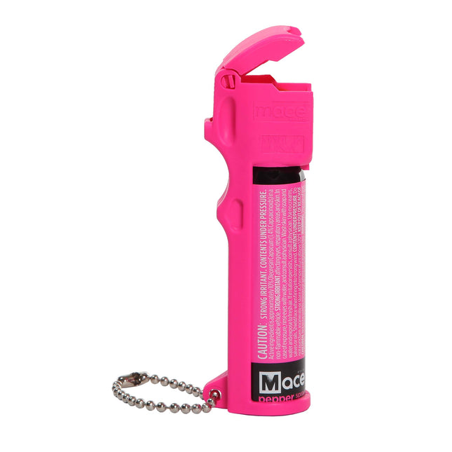 mace Brand Personal Pepper Spray (Neon Pink) - 12’ Pepper Spray with 3-in-1 Formula, Flip Top Safety Cap, Leaves UV Dye on Skin - Self Defense Pepper Spray for Women, Made in The USA