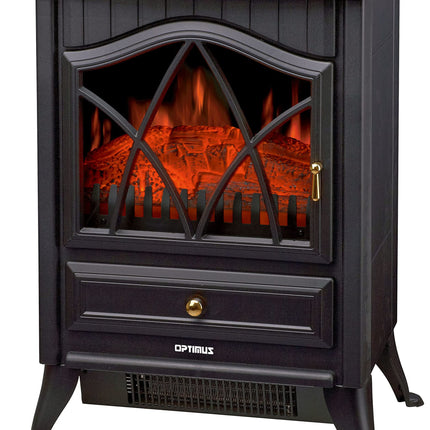 Optimus Electric “Flame Effect” Fireplace Heater, Black