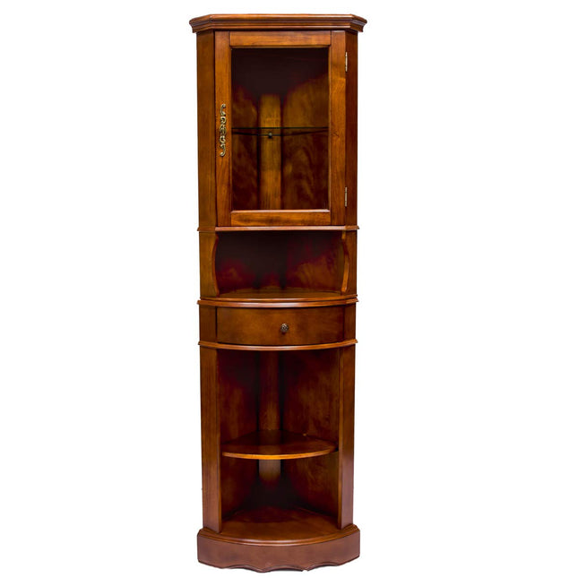 All Things Cedar Classic Accents LY06 Corner Curio Cabinet, Cherry