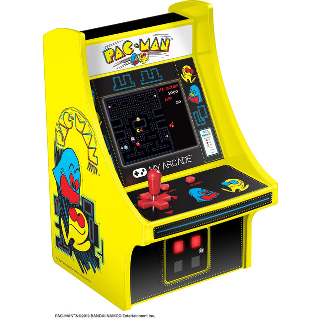 My Arcade Micro Player Mini Arcade Machine: Pac-Man Video Game, Fully Playable, 6.75 Inch Collectible, Color Display, Speaker, Volume Buttons, Headphone Jack, Battery or Micro USB Powered