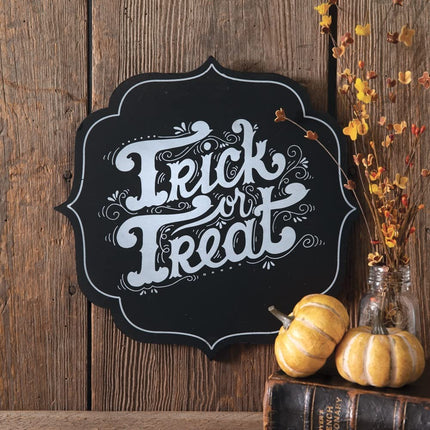 Colonial Tin Works Trick Or Treat Halloween Plaque, 12-inch Width