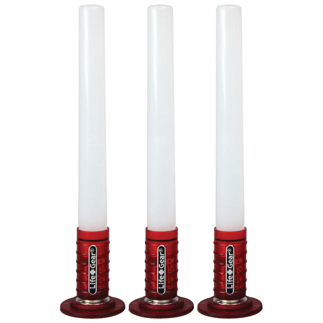 Life Gear - WM11-10446-RED LED Emergency Road Flares 3-Pack, Reusable Safety Glow Stick with Flasher & Magnetic Bases - Batteries Included Red