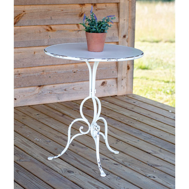 Colonial Tin Works Round Table, 28.50-inch Height, Metal, White