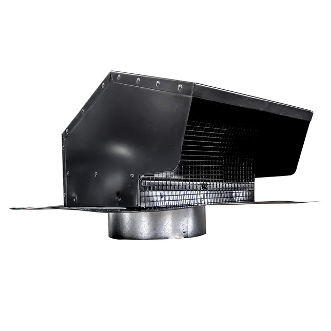 Builder's Best 012633 Galvanized Steel Roof Vent Cap with Damper & Removable Screen, 6" Diameter Collar, Black (Discontinued)
